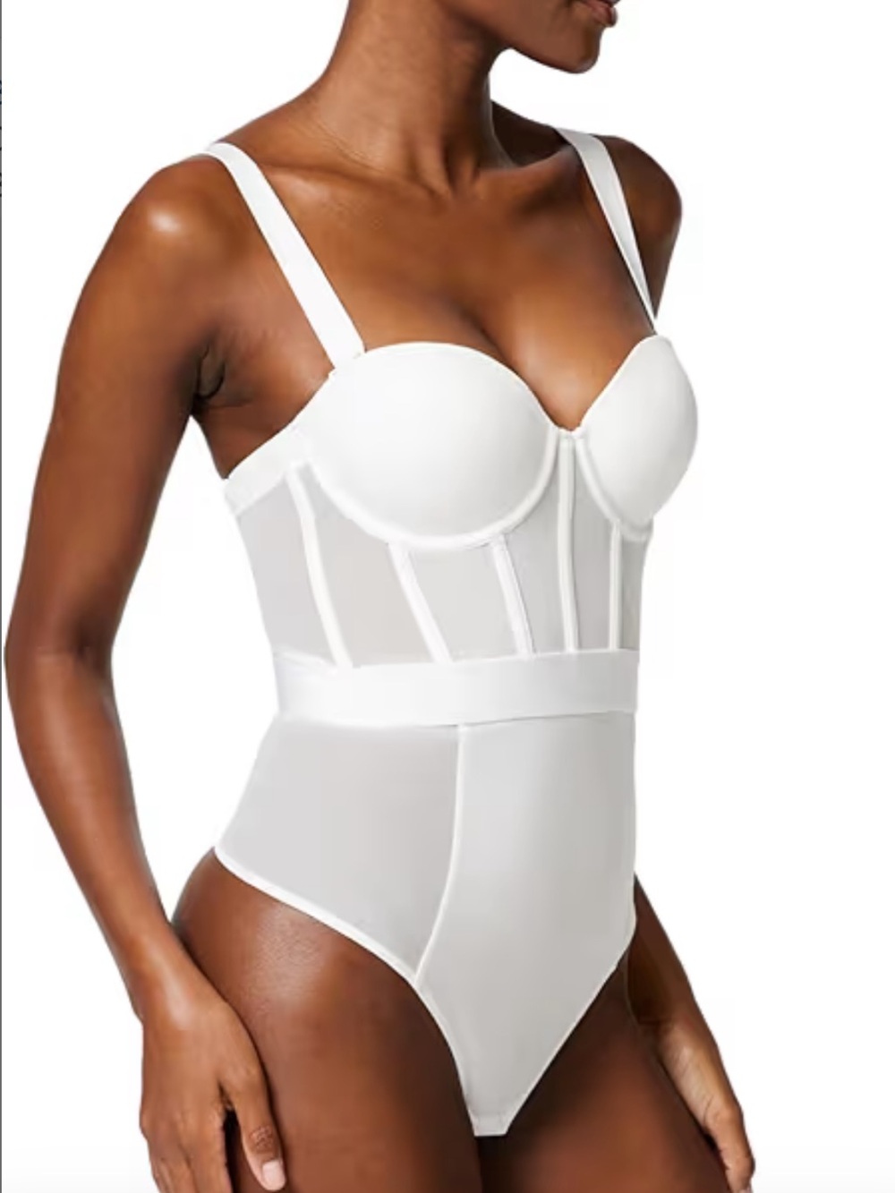 DKNY White Longline Underwire Bodysuit